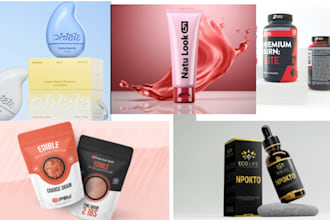 design modern eco friendly pouch, box packaging, can, beer label and dieline