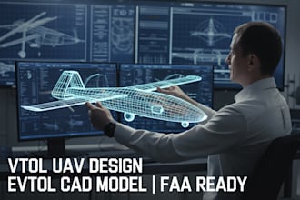 vtol uav drone, evtol cad model and aerospace uav engineering prototype USA