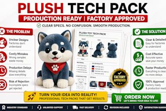 fix your plush design and create a tech pack for manufacture