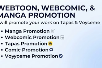 promote your webtoon, webcomic, or manga on tapas, voyceme
