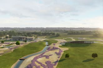 design a 3d golf course, golf resort, driving range and landscape