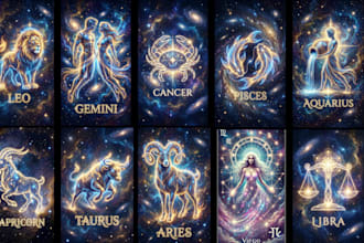 design custom tarot, oracle, zodiac, or playing cards in dark art