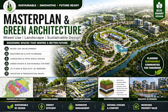 design sustainable masterplan, mixed use landscape and green roof architecture