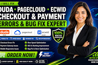 duda pagecloud ecwid checkout errors bug mobile issue slow speed payment fix seo