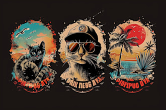 draw vintage retro t shirt clothing illustration design