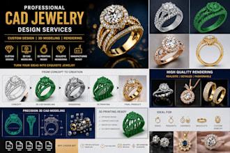 create professional custom cad jewelry design model fashionable rendering