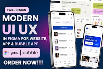 design modern UI UX in figma for website, app, bubble app