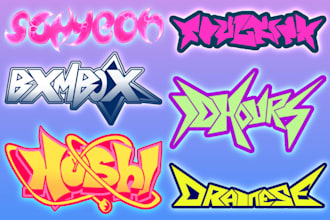 design an edgy y2k logo, grunge, or neo tribal typography