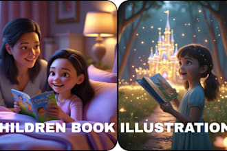 do children book illustration picture book 3d illustration children story book
