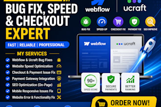 webflow ucraft mobile  bug speed issue checkout fail payement fix SEO