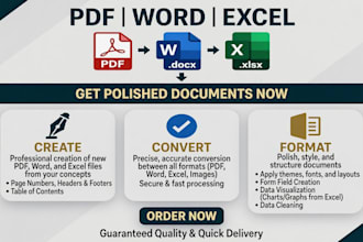 convert and format PDF, word, and excel documents