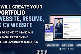 create a professional portfolio website, resume website, or CV website