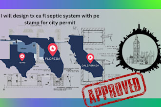 design tx ca fl septic system with pe stamp for city permit