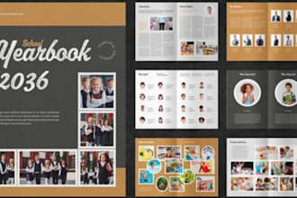 design photobook yearbook class memory book, photo album tribute page school