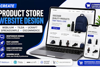 create weblium tilda ucraft spreadsimple oscommerce product store website design