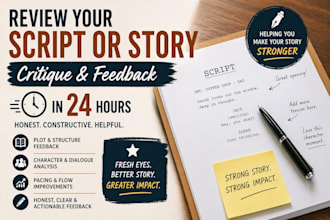 review your script or story critique feedback in 24 hours