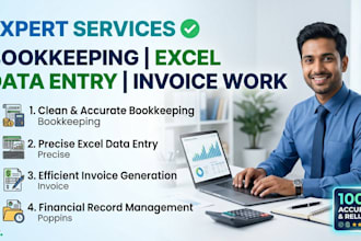 do bookkeeping, excel data entry and invoice management