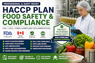 full product label, food safety plan, sops, ccps gmp documentation