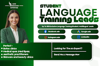 800 exclusive language training student leads, multilingual leads via ads