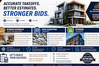 interior materials cost estimation, hvac quantities takeoff, exterior takeoff