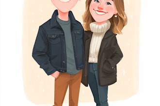 design couple caricature illustration for you