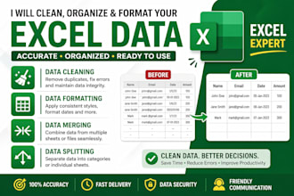 clean, format, merge, spilt excel data