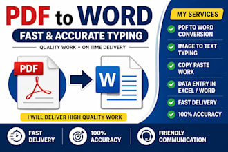 convert PDF to word, image to text, and do typing work