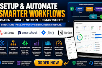 setup and automate clickup, asana, jira, notion and smartsheet workflows