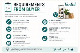 vinted SEO for product listings description and profile setup to boost sales