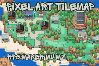 create pokemon pixel art map and custom tileset for rpg maker mv mz xp