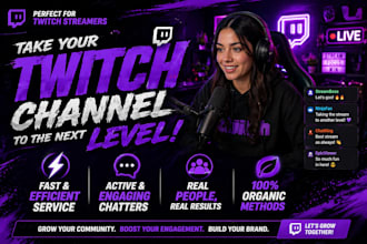 do organic twitch promotion, channel promotion, boost live viewers and chatters