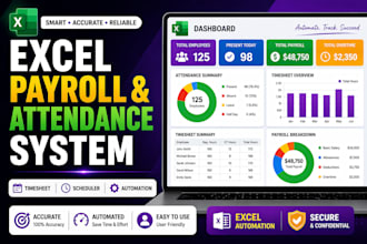 create excel payroll, timesheet and attendance automation system