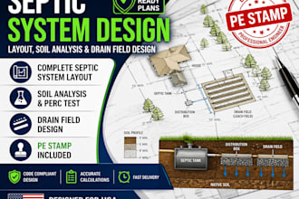 septic system layout, soil analysis, drain field pe stamp