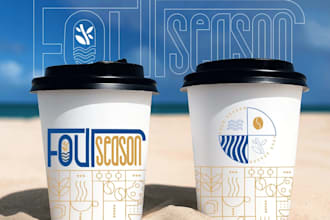 do product label design for ice cream, paper cup, coffee cup