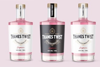 do label design, gin, alcohol, vodka wine label, modern gin bottle label design