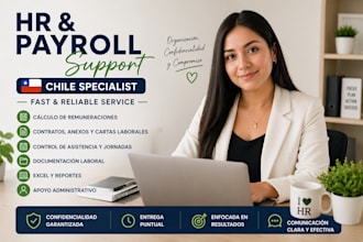 virtual assistant for HR payroll and admin tasks in chile
