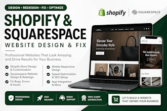 create squarespace website,shopify website design,fix store bugs