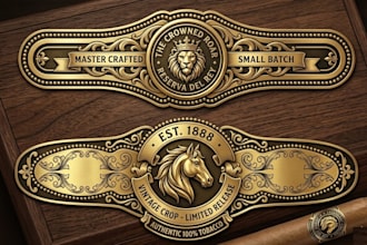 do minimalist cigar label, cigar logo, cigar band and cigar box design