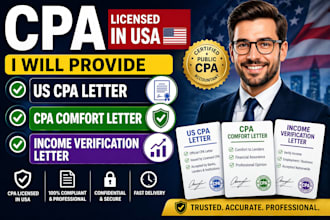 provide US CPA letter, CPA comfort letter and income verification letter