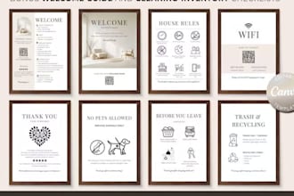 design a custom airbnb welcome sign, door hanger, and printable house rules