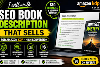 write SEO book description for amazon KDP high conversion
