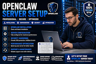 set up openclaw server, configuration, security and optimization