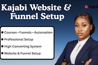 set up kajabi course website, funnel and email automation