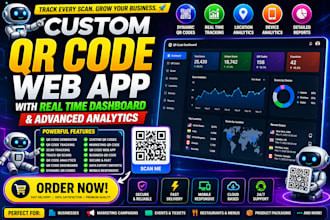 build, develop custom qr code web app with tracking dashboard analytics