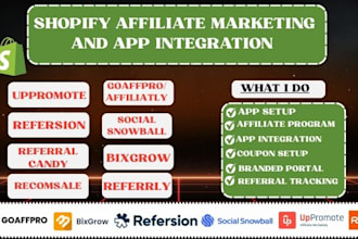 setup shopify woocomerce affiliate marketing uppromote, goaffpro, refersion app