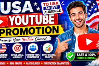do USA you tube promotion, USA channel promotion, to USA active audience