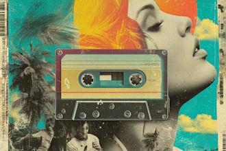 draw vintage retro illustration album or mixtape music