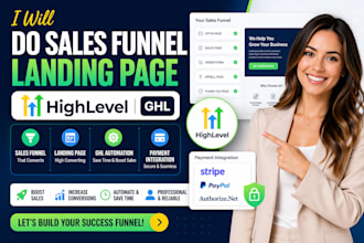 do sales funnel landing page gohighlevel ghl automation payment integration