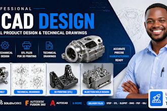 design 3d cad model, stl files, mechanical product design, technical drawing