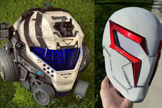 3d print and paint helmet, cosplay mask, 3d halloween mask printing stl file stp